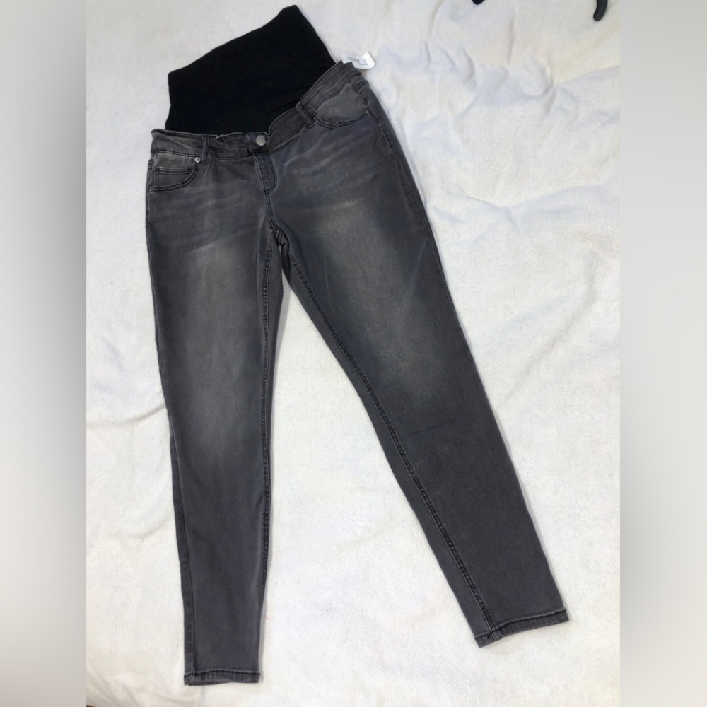 Time and Tru NWT Maternity Charcoal Black Skinny Jeans size Large